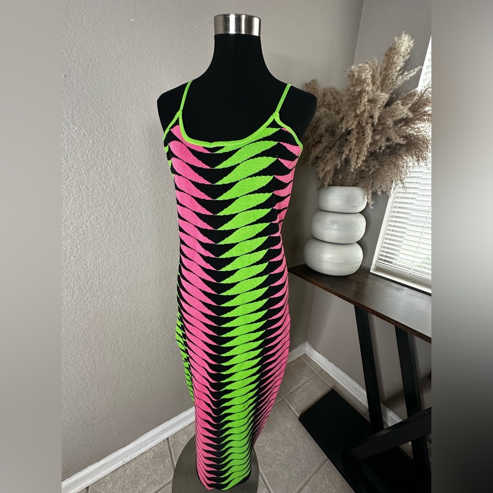 Pink/Green Sweater Midi Dress Size XL